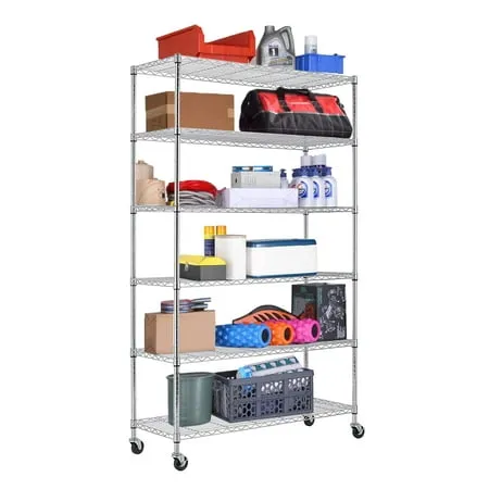 Furinno Wayar 6-Tier Metal Storage Shelf Rack 48 x 18 x 82 Chrome