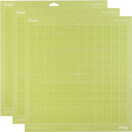 Cricut StandardGrip Machine Mats 12in x 12in, Reusable Cutting Mats for Crafts with Protective Film, Use with Cardstock, Iron On, Vinyl and More, Compatible with Cricut Explore & Maker (3 Count) 