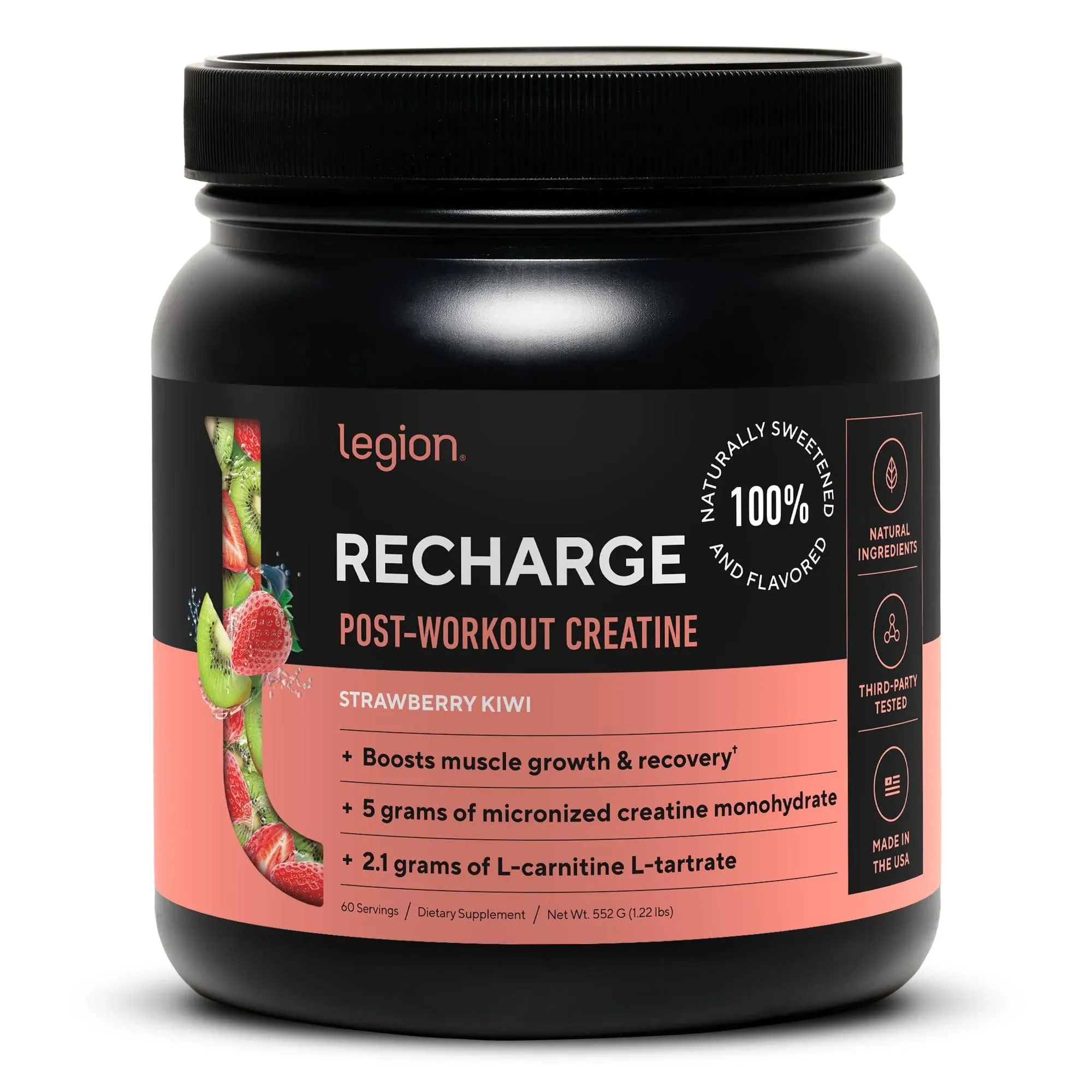 Legion Recharge Post-Workout Recovery Supplement - 60 Servings (strawberry Kiwi)