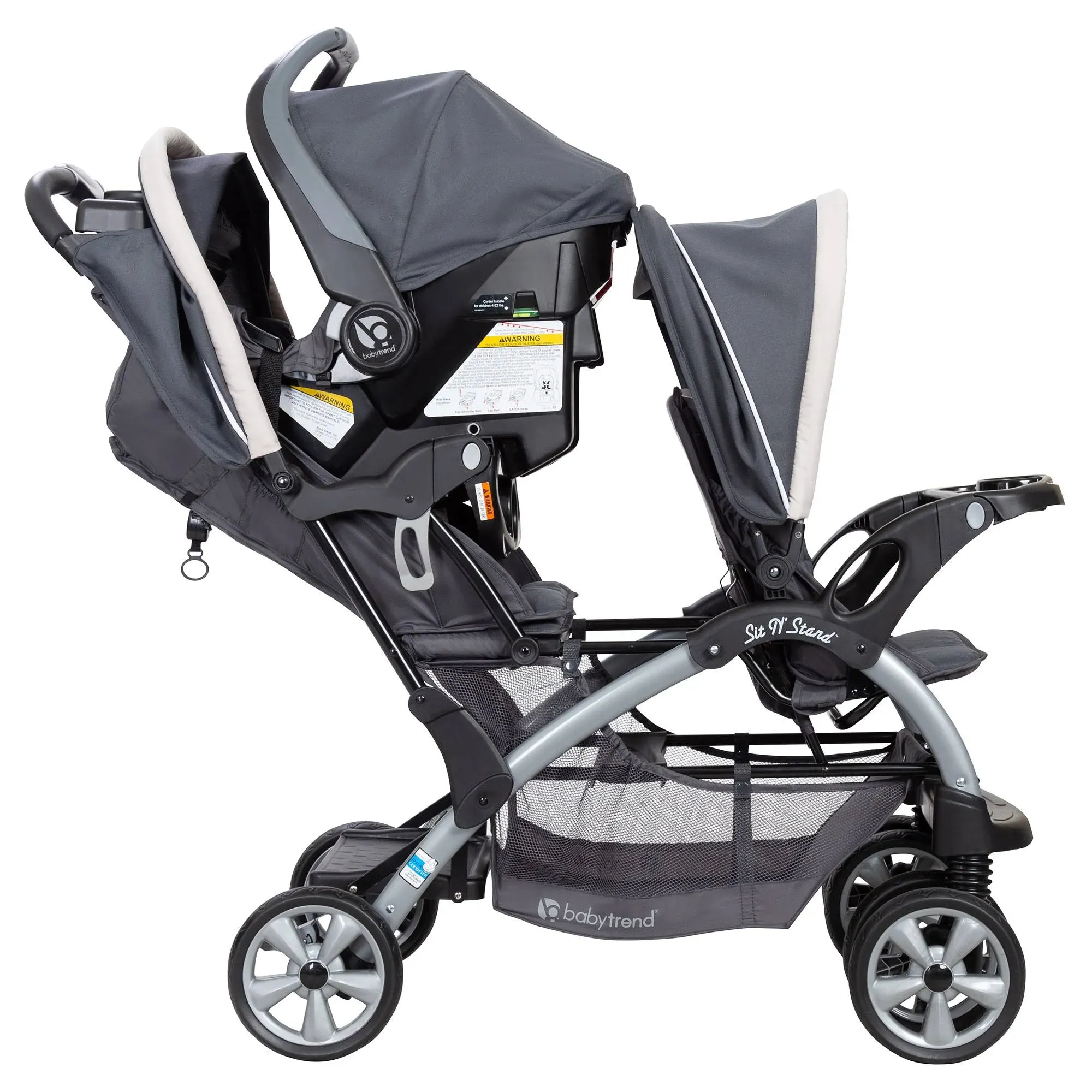 Baby Trend Sit N Stand Easy Fold Twin Double Infant Toddler Stroller Magnolia