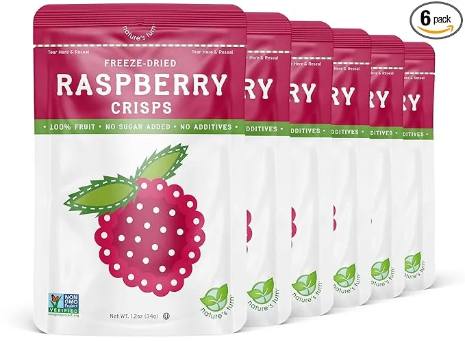 Nature’s Turn Freeze-Dried Fruit Snacks, Raspberry Crisps, Pack of 12 (0.53 oz Each)