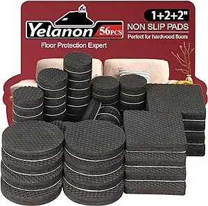 Non Slip Furniture Pads -56 pcs(1+2+2)" Furniture Grippers Hardwood Floors, Non Skid for Furniture Leg,SelfAdhesive Rubber Furniture Feet, Anti Slide Furniture Floor Protector for Keep Couch Stoppers