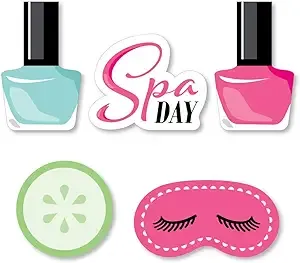 Big Dot of Happiness Spa Day - DIY Shaped Girls Makeup Party Cut-Outs - 24 Count