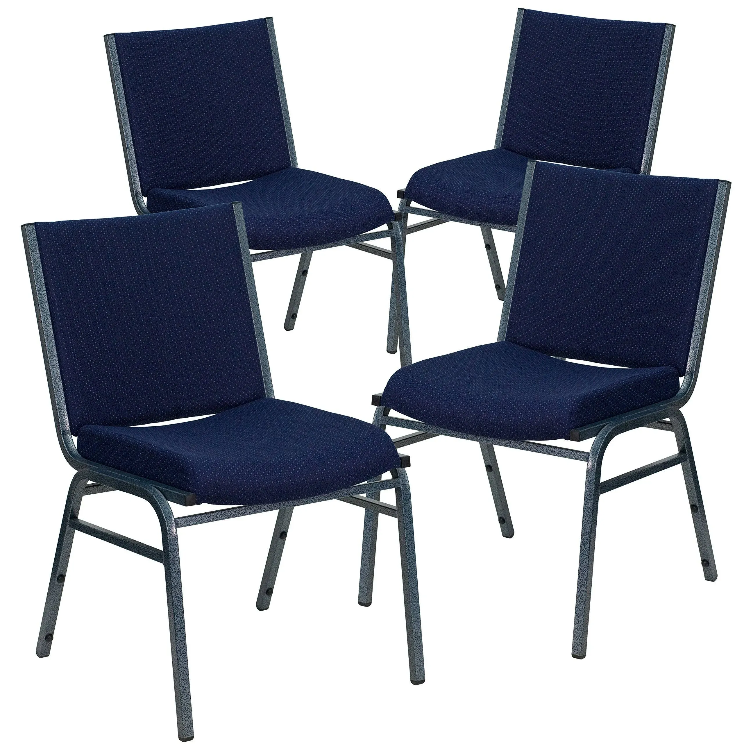 HERCULES Series Heavy Duty Navy Blue Dot Fabric Stack Chair