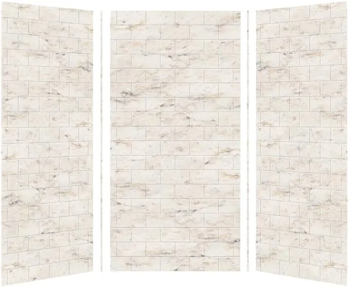 Transolid Swk363672-48 Saramar 36"x36"x72" 3-Piece Shower Wall Kit, Biscotti Marble