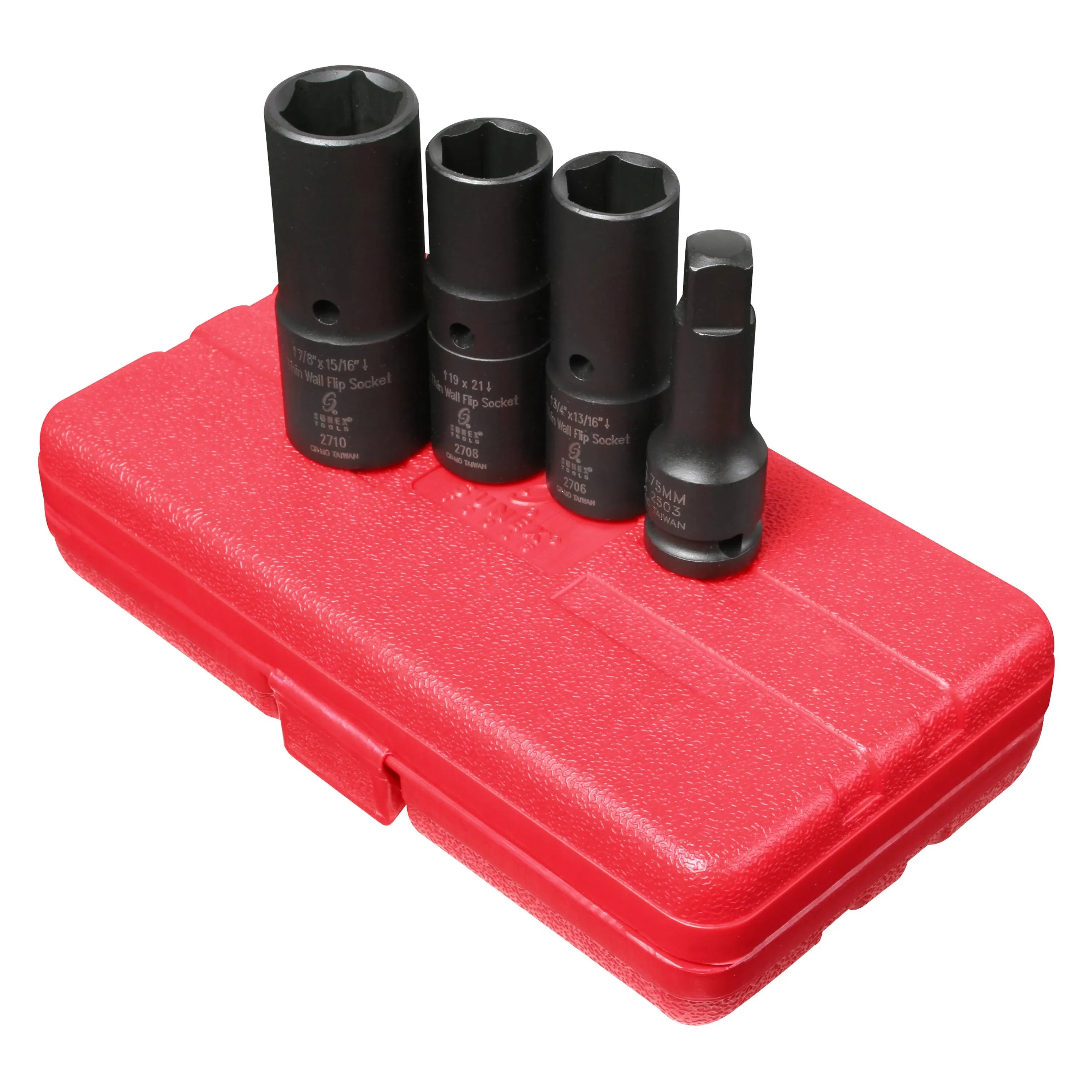 SUNEX TOOLS 2724 1/2-Inch Drive Deep Thin Wall Flip Socket Set, 4-Piece