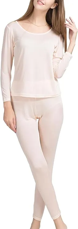 METWAY Women's Silk Long Johns |Silk Thermal Underwear Sets|Winter Silk Long ...