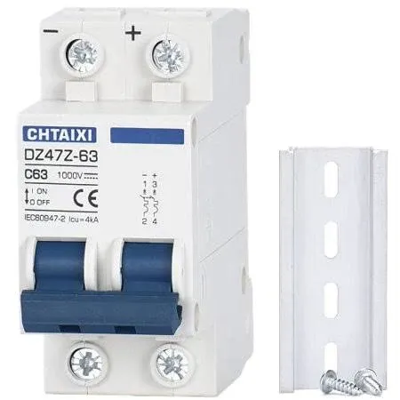 Chtaixi DC Miniature Circuit Breaker 2 Pole Isolator 1.42"x2.95"x3.15" DZ47Z-63