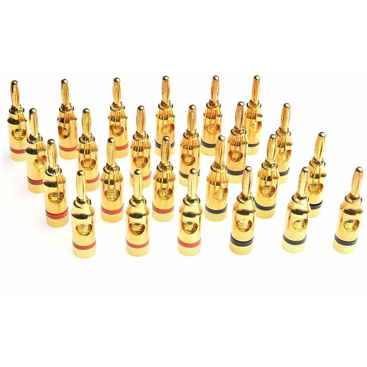 WGGE WG-3334 24k Gold Plated Banana Plugs (Open Screw Type) (12 Pairs)