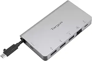 Targus USB-C Ethernet Adapter with 3X USB-A Ports and 1x USB-C Port with 100W PD Pass-Thru, Gray (ACA951USZ)