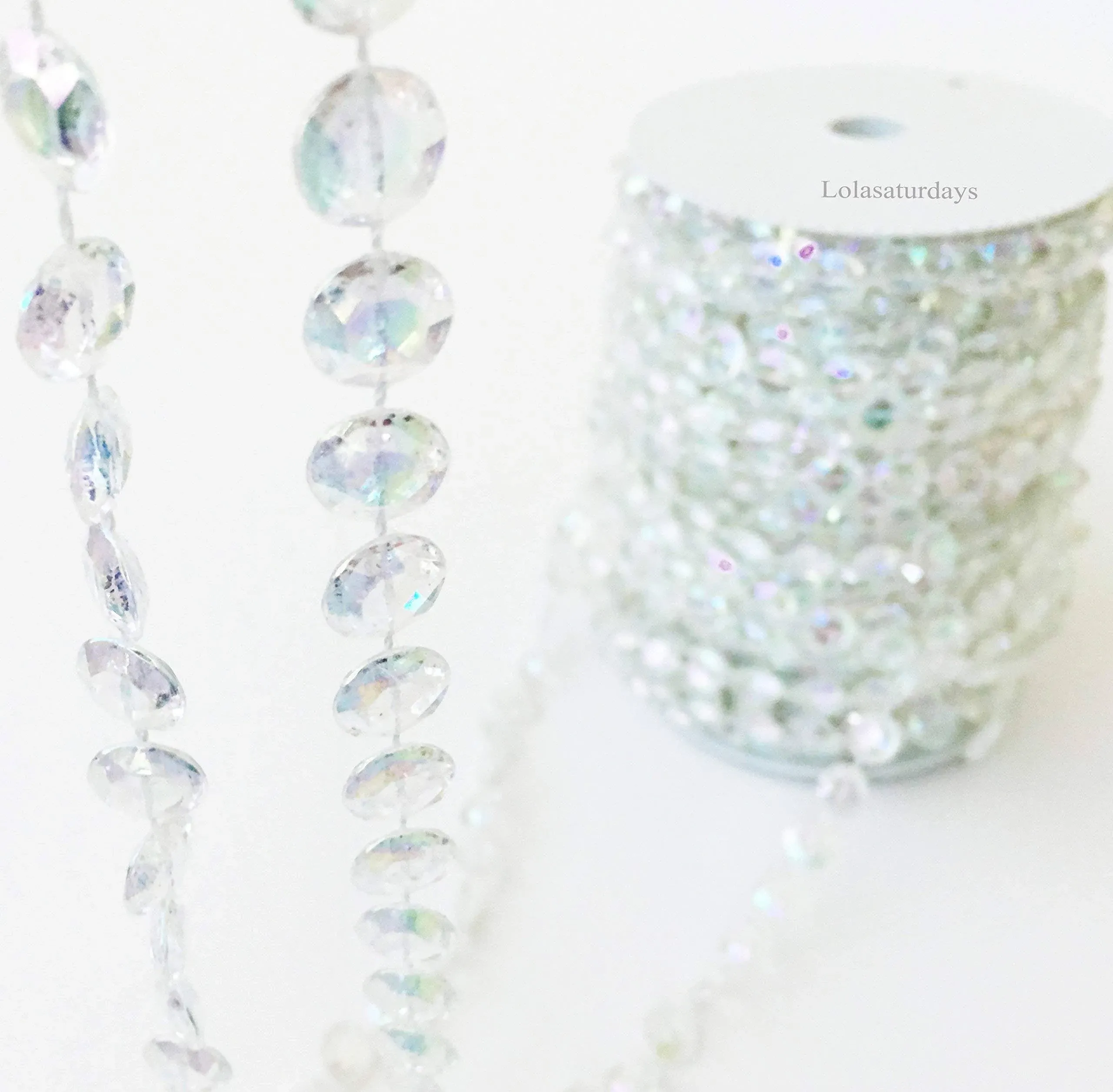 LOLASATURDAYS Faux Crystal Beaded Garland roll- 99 ft Long  