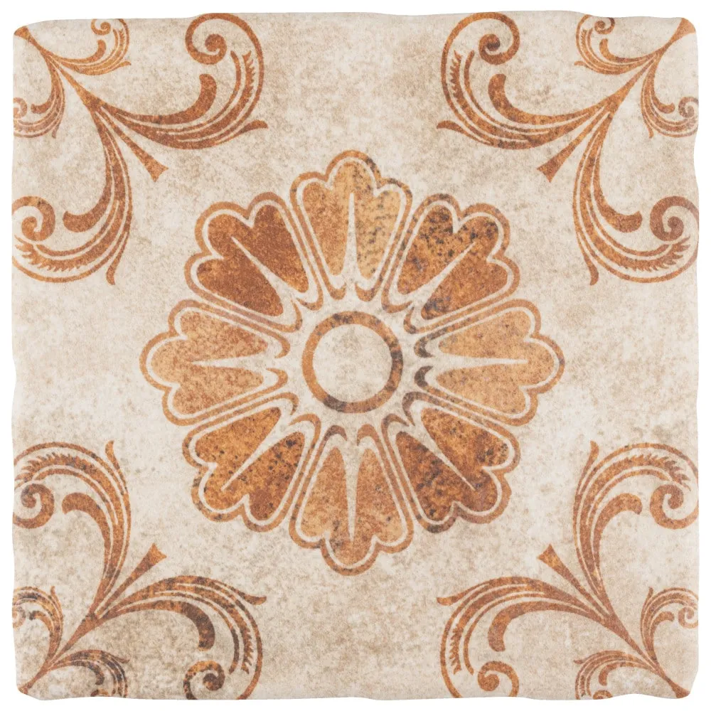 Costa Arena Decor Fleur Ceramic Floor and Wall Tile, Brown, Tile Flooring, by Merola Tile