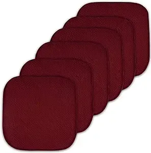 Sweet Home Collection Cushion Memory Foam Chair Pads Honeycomb Nonslip Back Seat Cover 16" x 16" 6 Pack Wine Burgundy