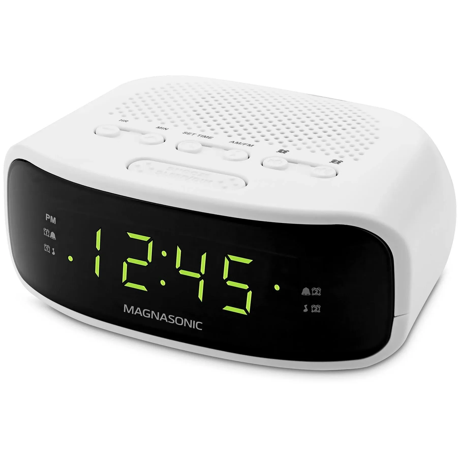 Magnasonic Digital AM/FM Clock Radio with Battery Backup, Dual Alarm, Sleep & Snooze Functions, Display Dimming Option (EAAC201)