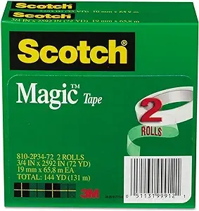 Scotch Magic Tape 3/4" x 2592" 3" Core 2/Pack