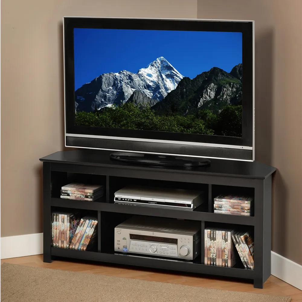 Prepac Vasari Corner TV Stand, Black, Furniture