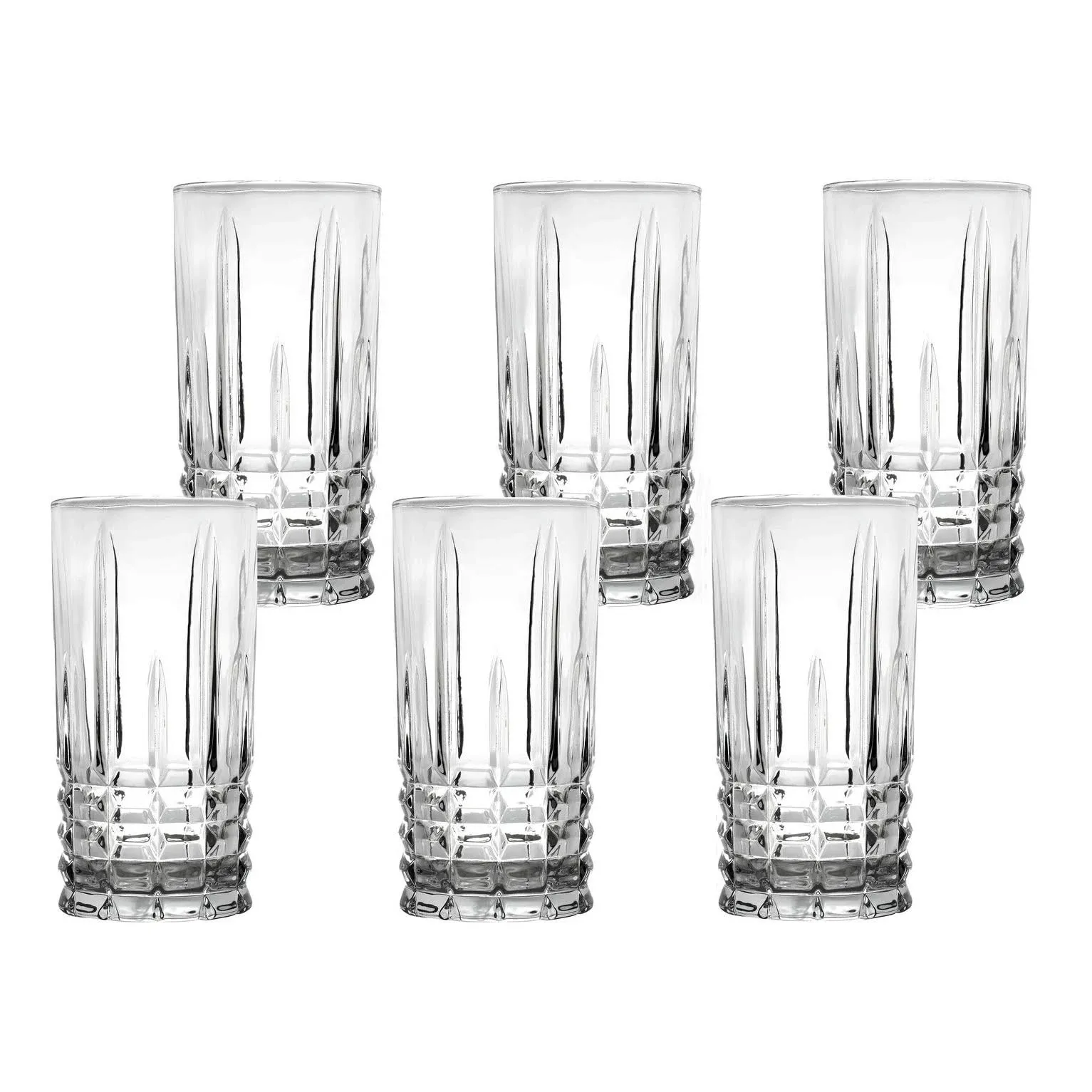 Lorren Home Trends 12 oz. Drinking Glass-Textured Cut Glass, Set of 6