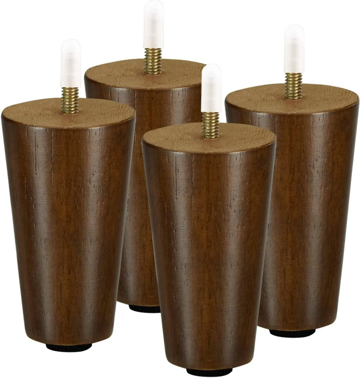 Yes4All 4 Inches Round Wood Furniture Legs Set of 4 - Wooden Replacement Feet fo