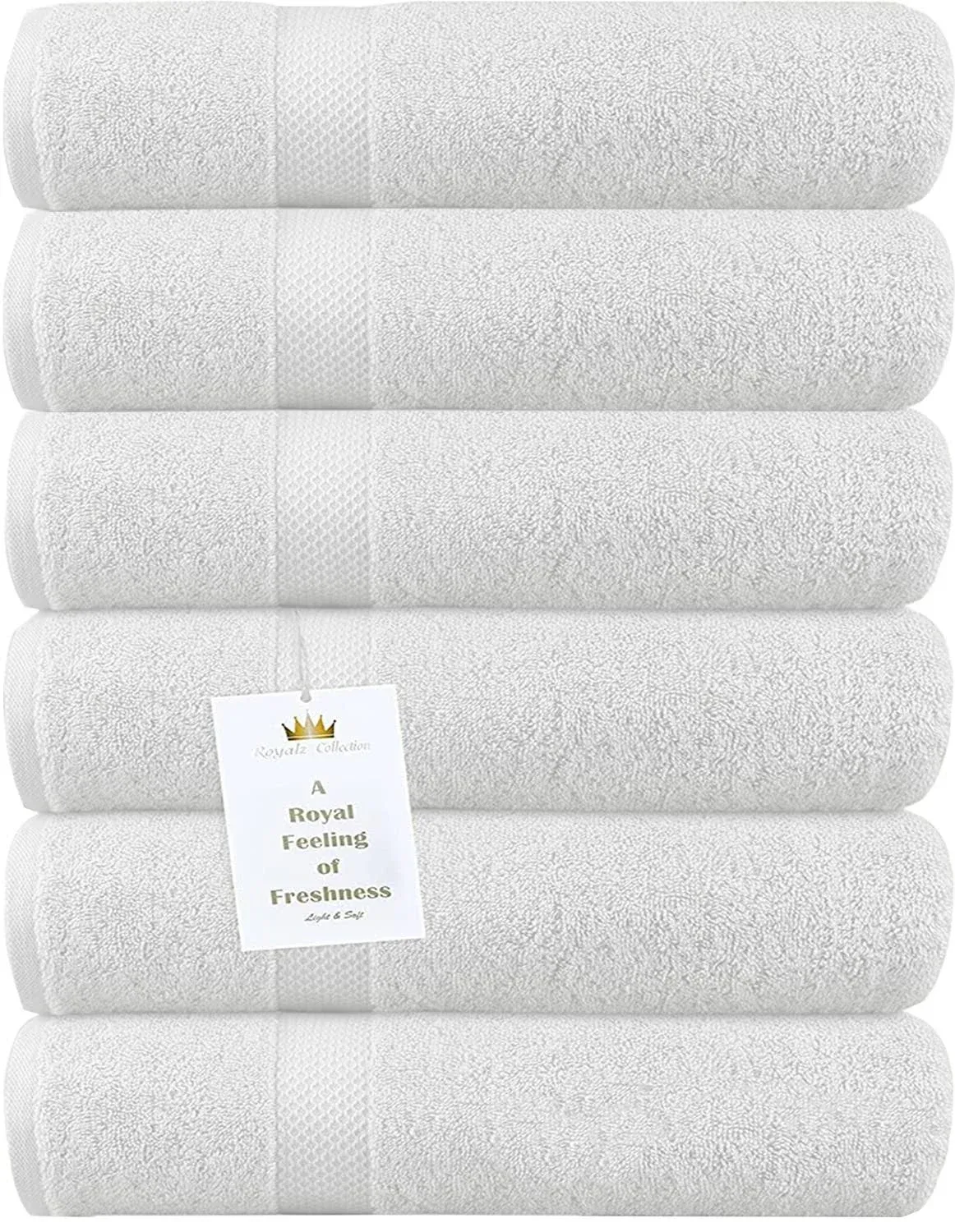 Luxurious White Hand Towels for Bathroom 6 Pack 600 GSM 100% Ring Spun Cotton - 16x30 Extra Large, Soft & Absorbent Cotton Hand Towel for Bathroom, Spa and for Everyday Use