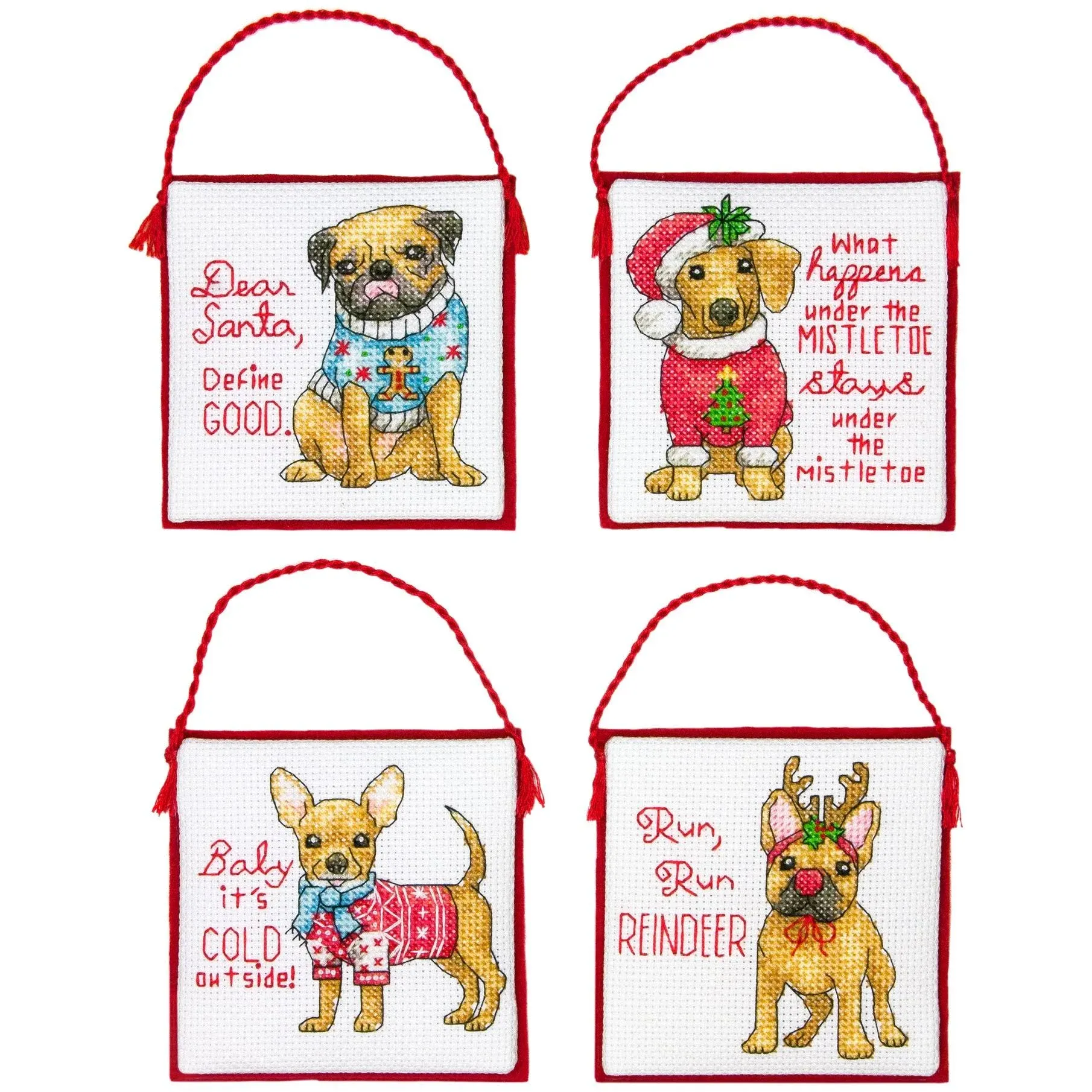 Dimensions Counted Cross Stitch Kit Christmas Pups Ornaments (14 Count)