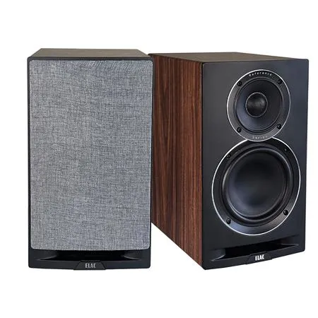 ELAC Uni-Fi Reference 6.5" 140W 3-Way Bookshelf Speaker, Pair Satin Black/Walnut Sides