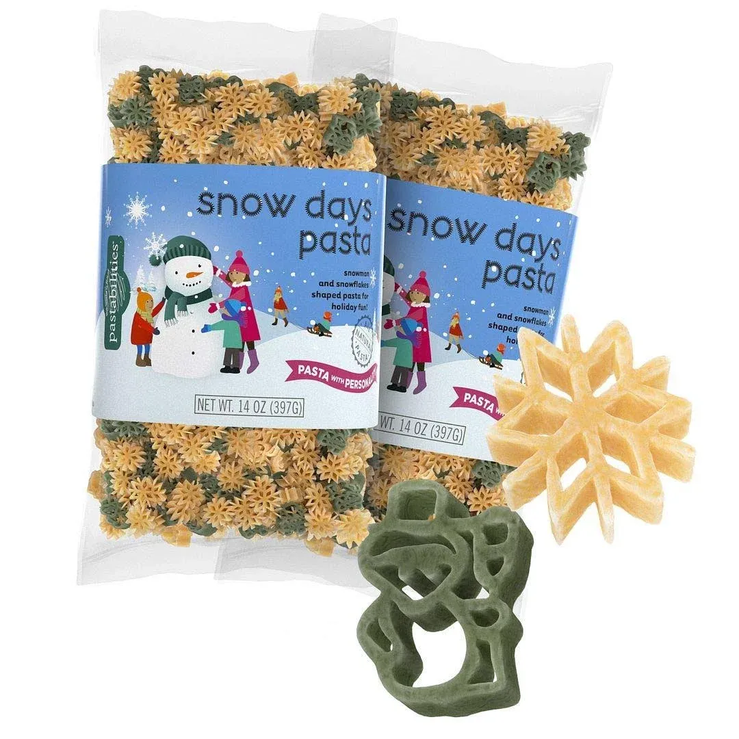 Pastabilities Snow Days Pasta, Fun Shaped Snowman & Snowflake Noodles for Kids and Holidays, Non-GMO Natural Wheat Pasta 14 oz (2 Pack)