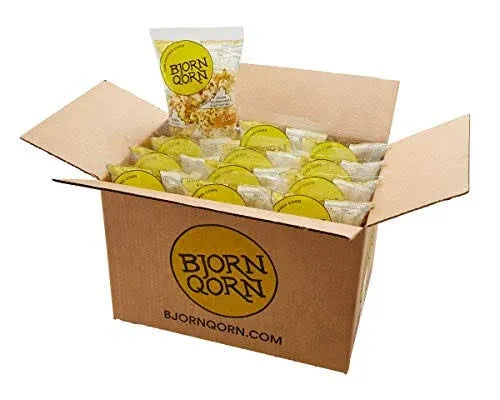 BjornQorn Spicy 12-Pack Popcorn - Vegan & Gluten-Free - Cheesy, Spicy, Umami - (12 3oz bags)