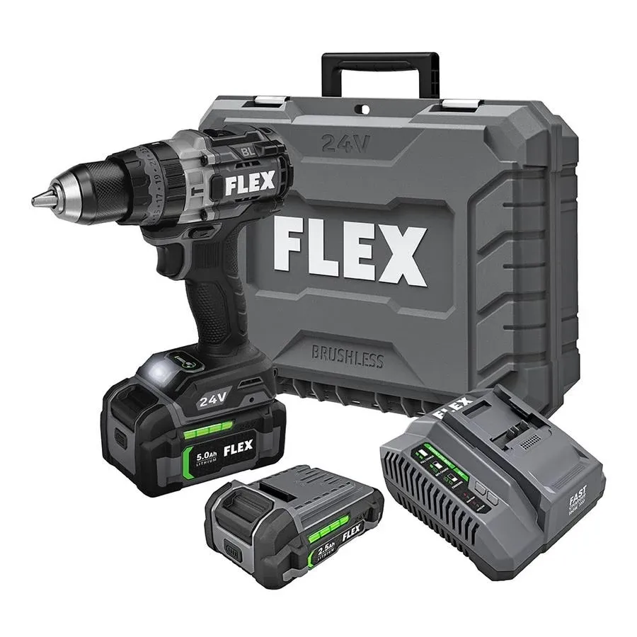 Flex 24V Brushless 1/2 in. 2-Speed Hammer Drill Kit with Turbo Mode