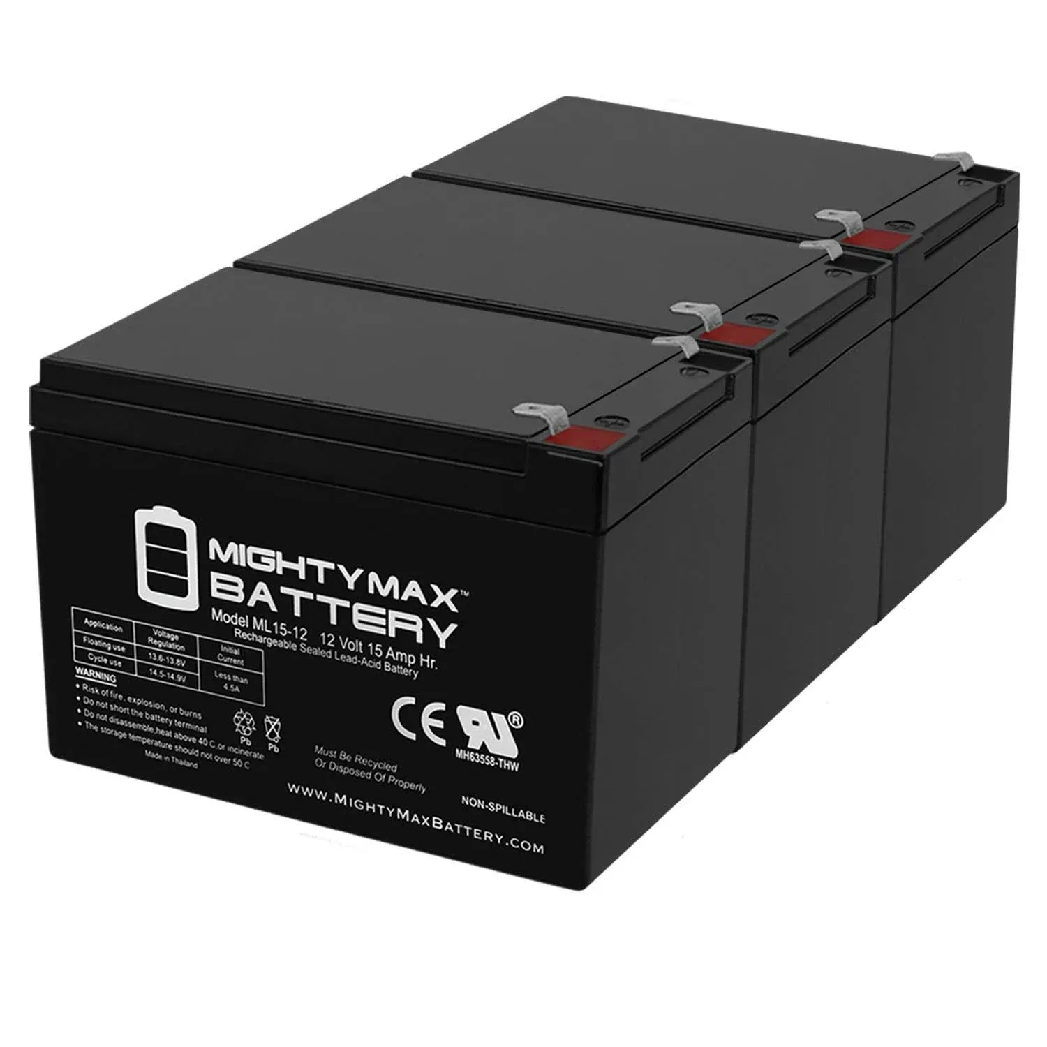 Mighty Max 12V 15AH F2 Battery Replacement for Adventure Power HVT-8 - 3 Pack  | eBay