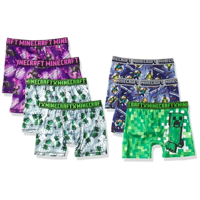 Minecraft Boys' Briefs and Boxer Briefs available in Multiple Pack Sizes in sizes 4, 6, 8, 10 and 12