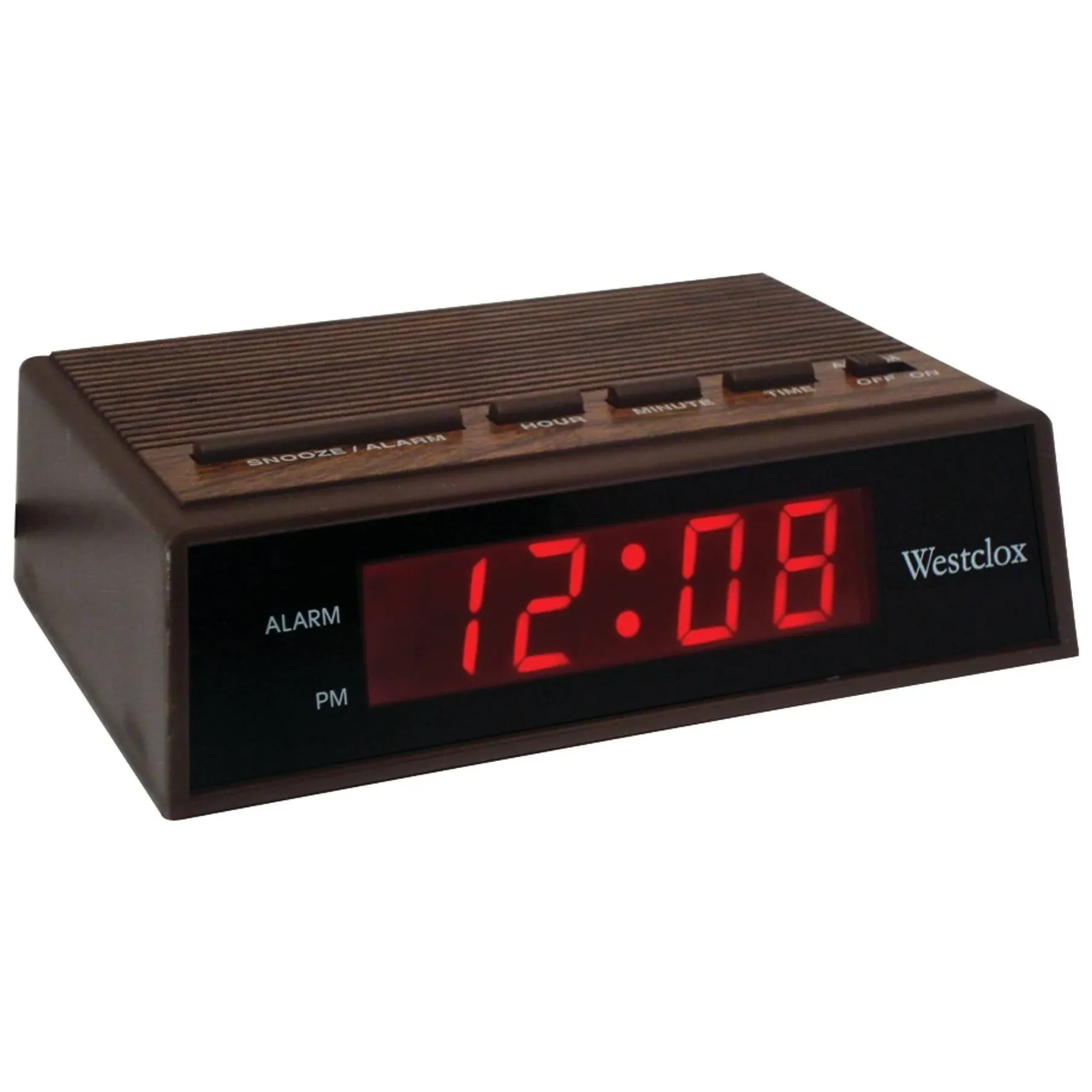 Westclox 22690 Retro Wood Grain LED Alarm Clock, 0.6-Inch