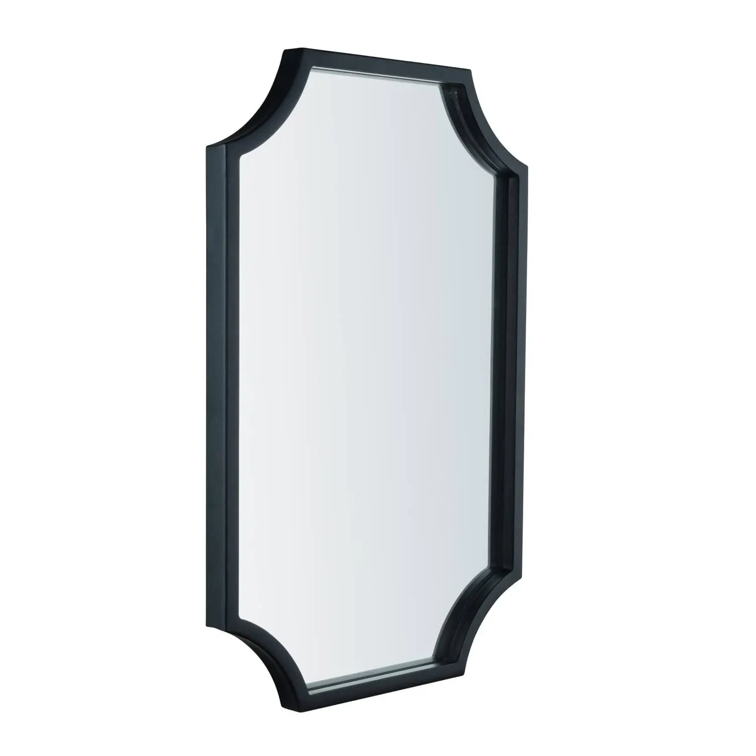 Black Scalloped Mirror- Wall-Mounted Scalloped Mirror 24 x 36 Inches - Decorative Black