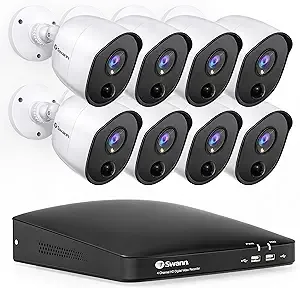 Swann Home DVR Security Camera System with 1TB HDD,8 Channel 8 Camera,1080p Video,Indoor or Outdoor Wired Surveillance CCTV,Color Night Vision,Heat Motion Detection,LED Lights,846808