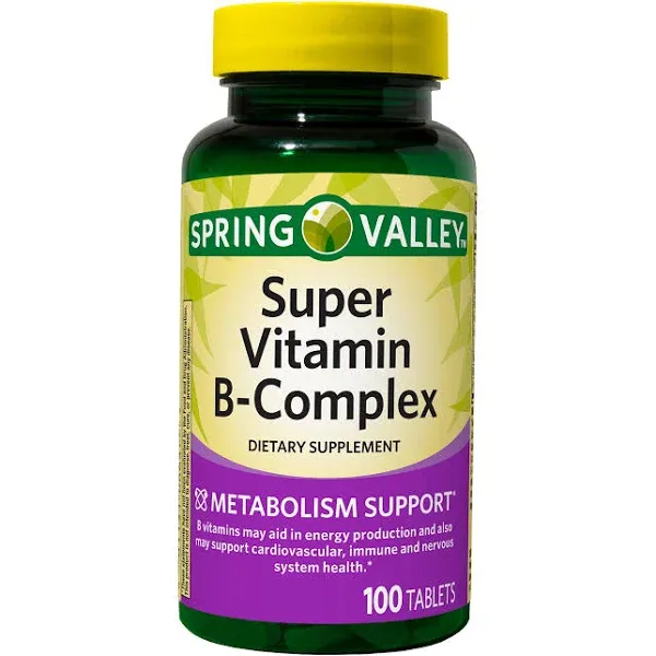 Spring Valley Super Vitamin B-Complex Tablets, 100 ct