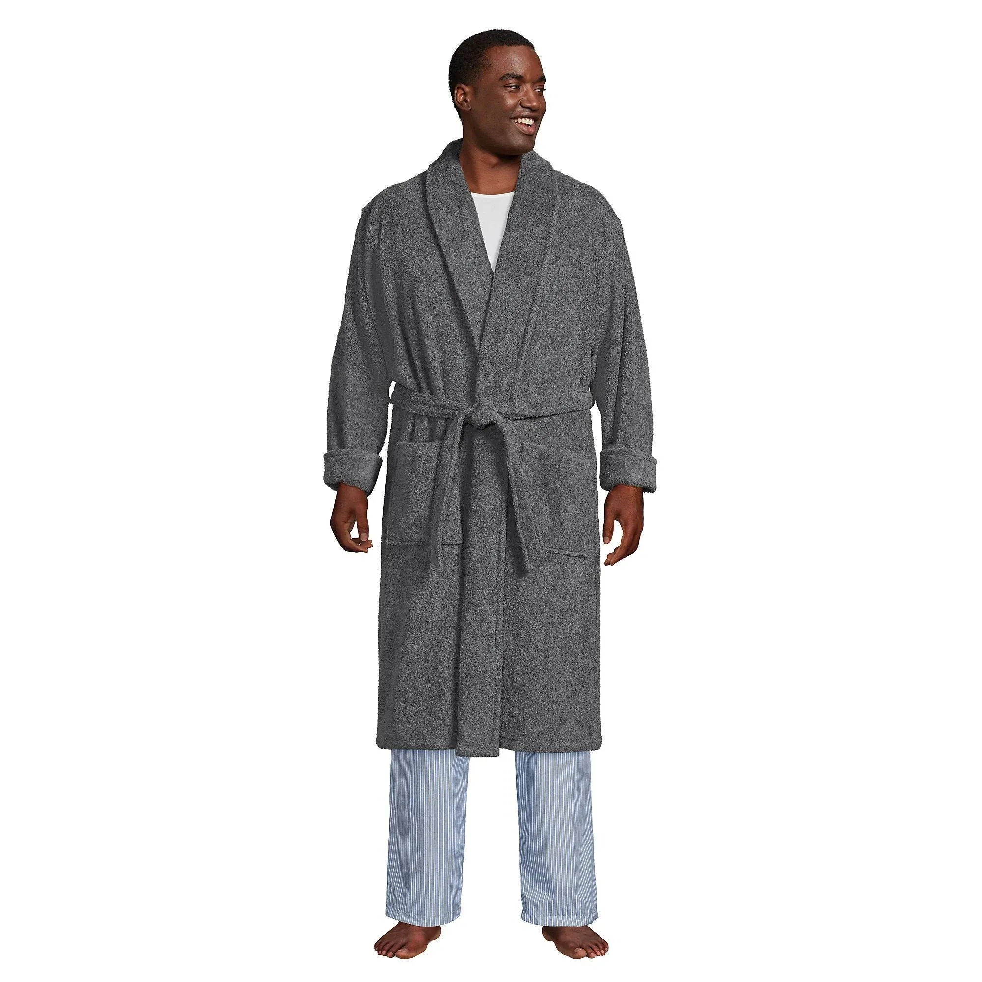 Lands' End Men's Calf Length Turkish Terry Robe