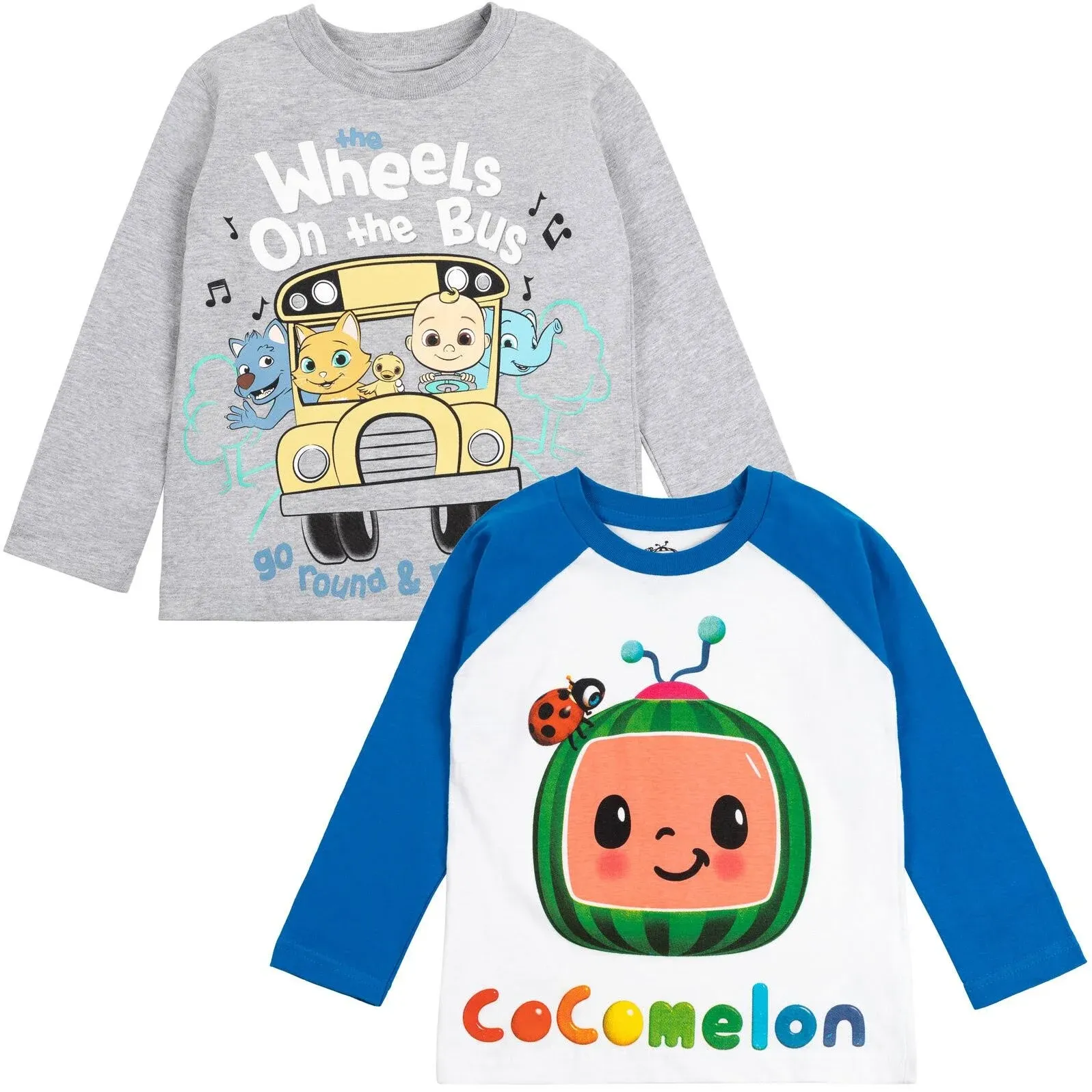 Cocomelon JJ Kitty Infant Baby Boys 2 Pack Long Sleeve Graphic T-shirts White ...