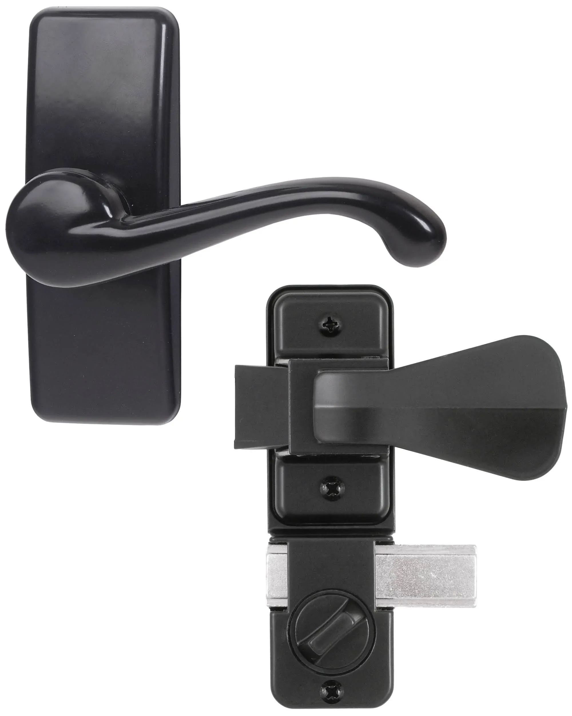 Painted Black Storm Door Lever Handle Set Screen Latch Screws Spindles Included