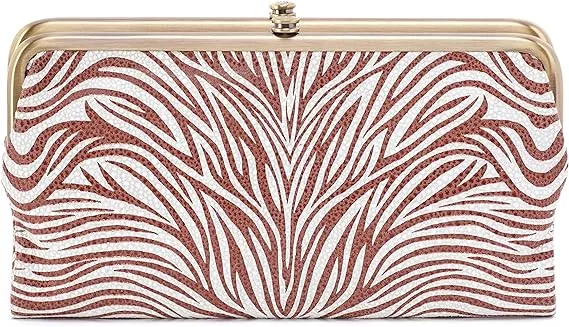 NWT HOBO Lauren Double Frame Clutch Wallet Ginger Zebra RP $168