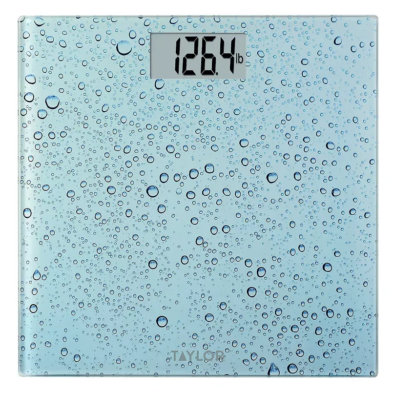 Taylor Digital Scales for Body Weight, Highly Accurate 400 LB Capacity, Auto On and Off Scale, 11.8 x 11.8 Inches, Water Drop Blue