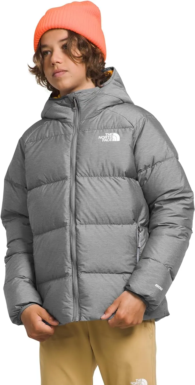 THE NORTH FACE Boys Reversible North Down Hooded Jacket, XL, TNF Medium Grey Heather