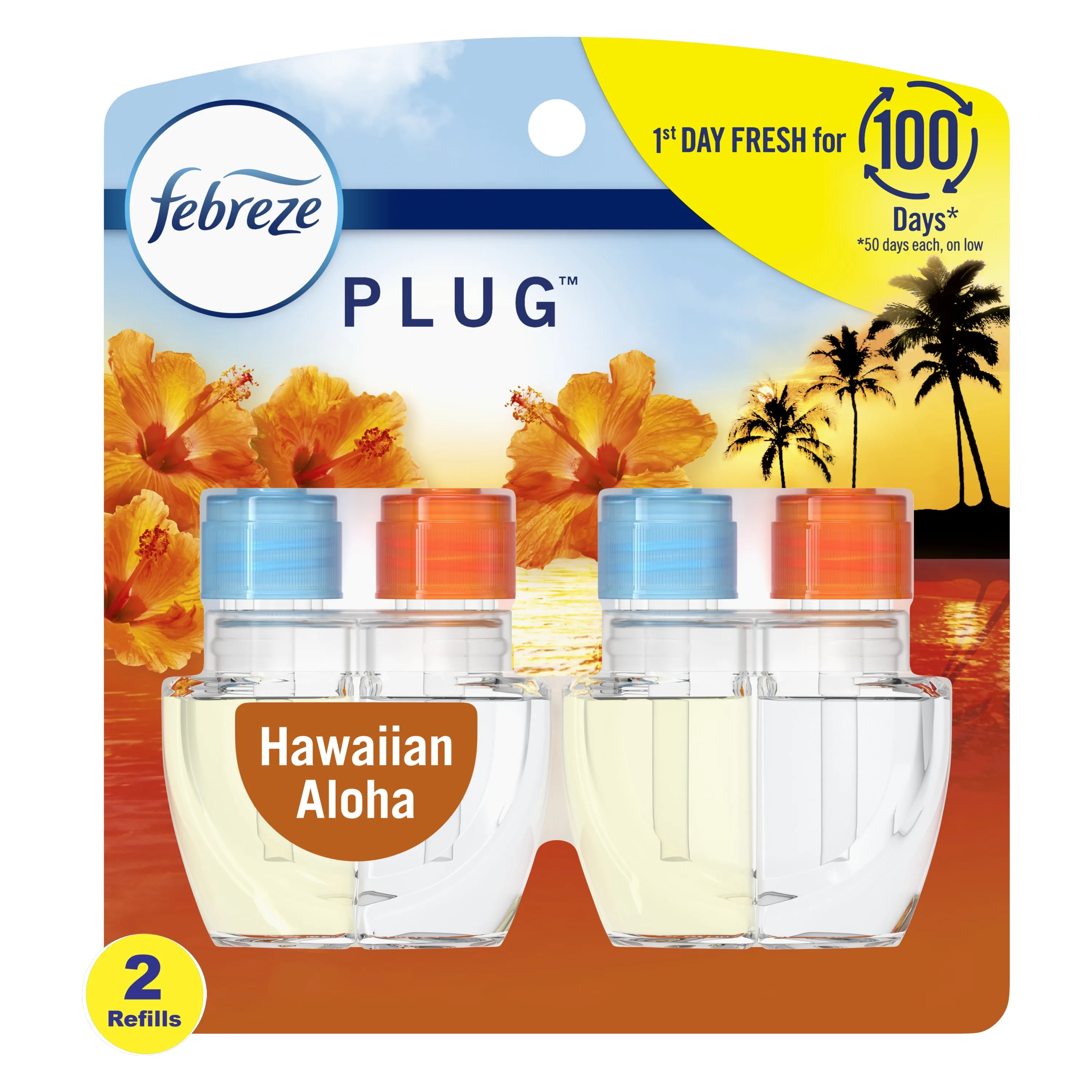 Febreze Plug in Hawaiian Aloha &amp; Rolling Waters Scented Oil Refill  2 in pkg