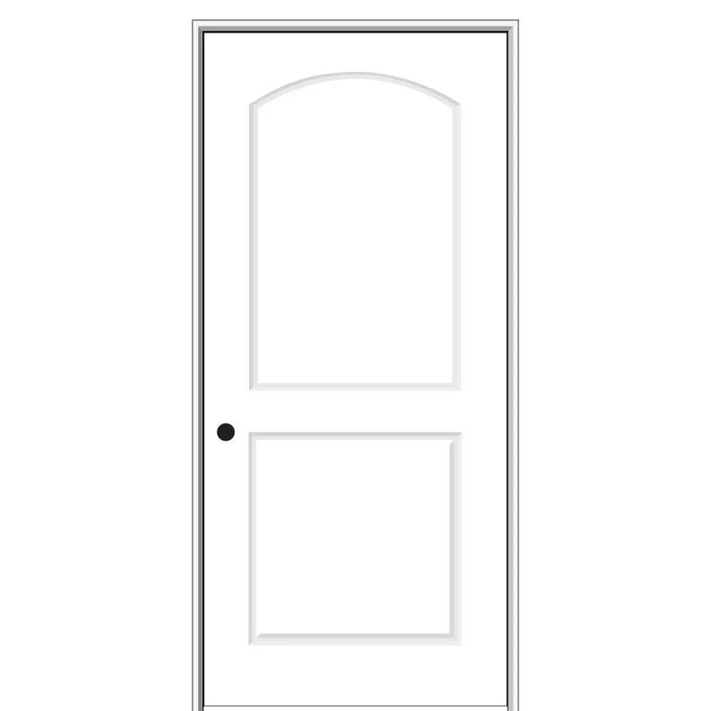 National Door Company ZZ364272L Solid Core, Primed, Molded 2-Panel Archtop, Left Hand, Prehung Interior Door, 16"x80"