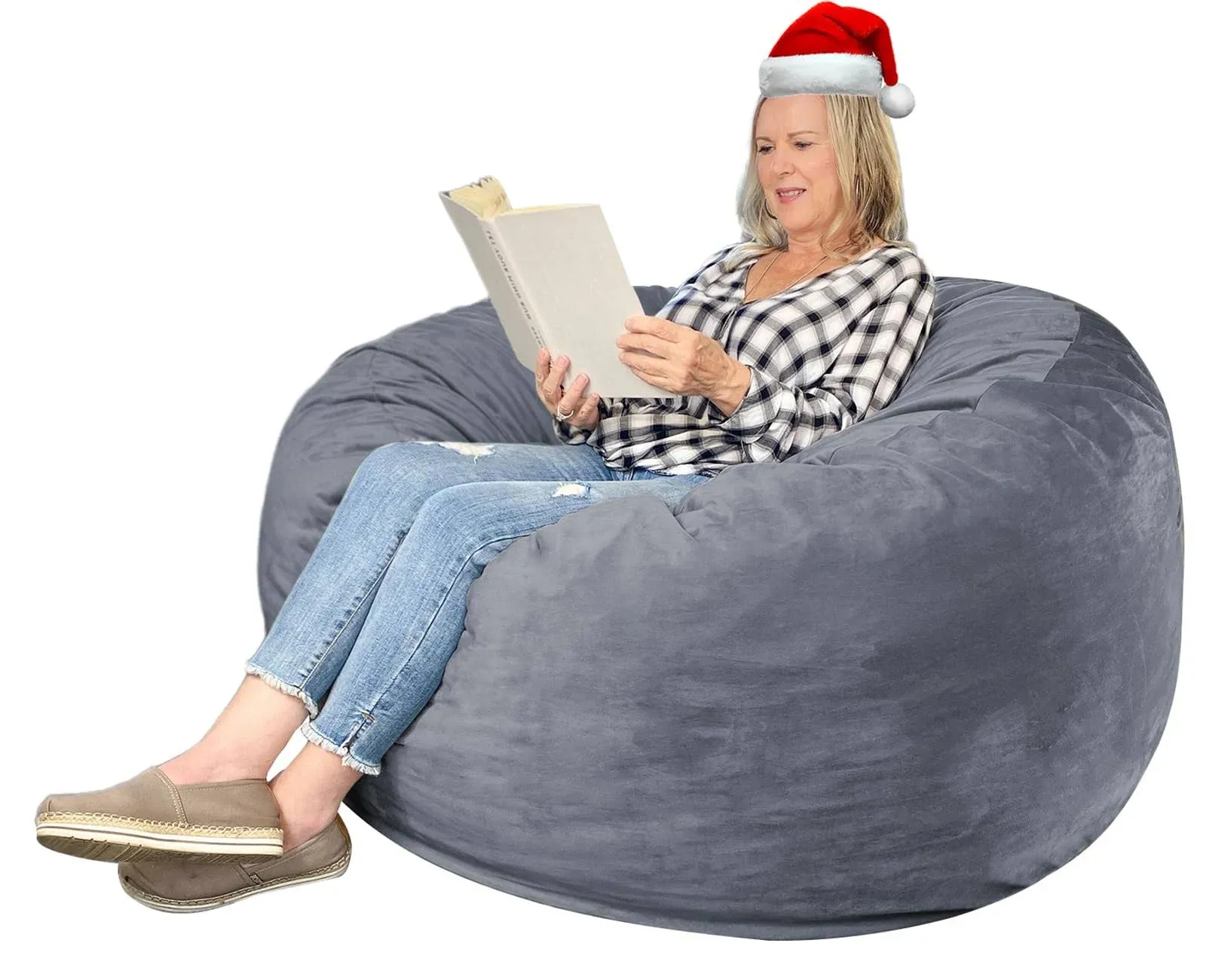 EDUJIN 4 ft Bean Bag Chair: 4 Large Memory Foam Bean Bag Chairs for Adults with ...