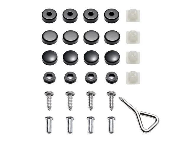 Acaigel 4Pcs License Plate Frame Access Screws Fasteners + Screw Caps For American Car