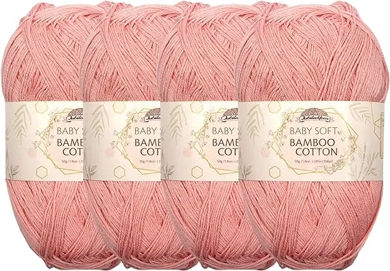 Baby Soft Bamboo Cotton Yarn - JubileeYarn - Blush - 4 Skeins, Pink