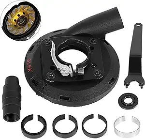 GLEX Angle Grinder Dust Shroud 4/4.5/5 inch Universal Surface Grinder Dust Shroud (125MM) Rugged one-piece iron collet,Grinder Vacuum Attachment Black