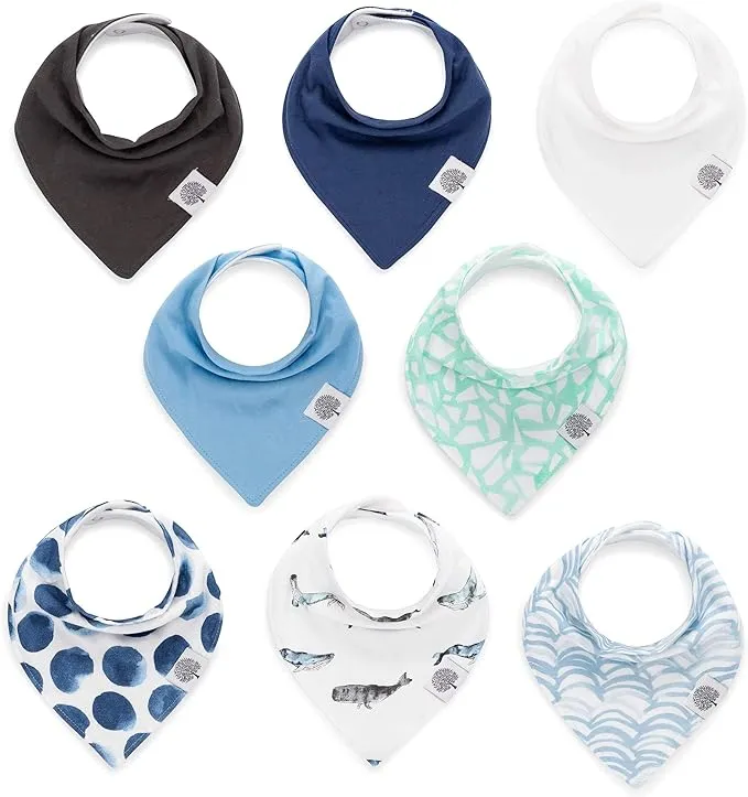 Parker Baby Bandana Drool Bibs - 8 Pack Baby Bibs for Boys, Girls, Unisex -Arctic Set