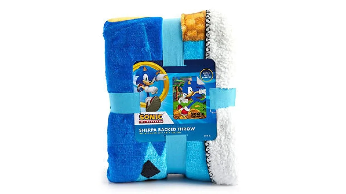 Sonic The Hedgehog Gaming Fleece Sherpa Backed Blanket Throw, 46" x 60"