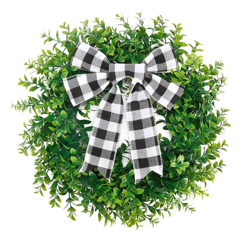 CEWOR 15 Inches Artificial Boxwood Wreath