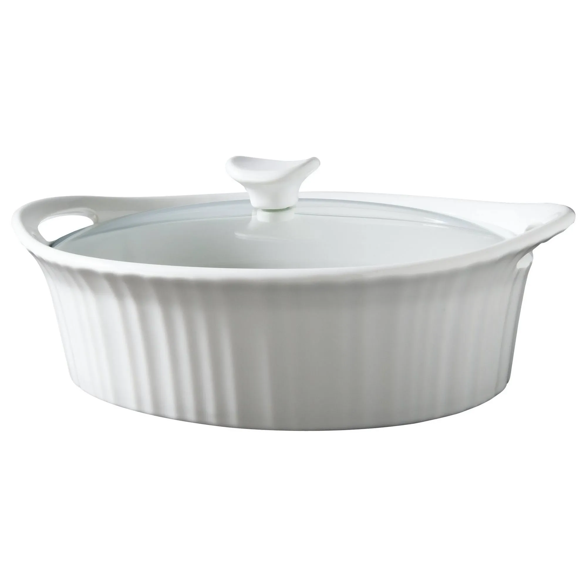 Corningware Entree Baker, Round, with Glass Cover, French White, 2.5 qt - 2 pieces